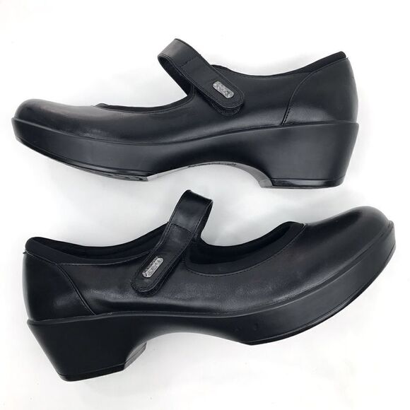 YUU Chandra Black Mary Jane Heeled Faux Leather Comfort Shoes - Picture 6 of 14